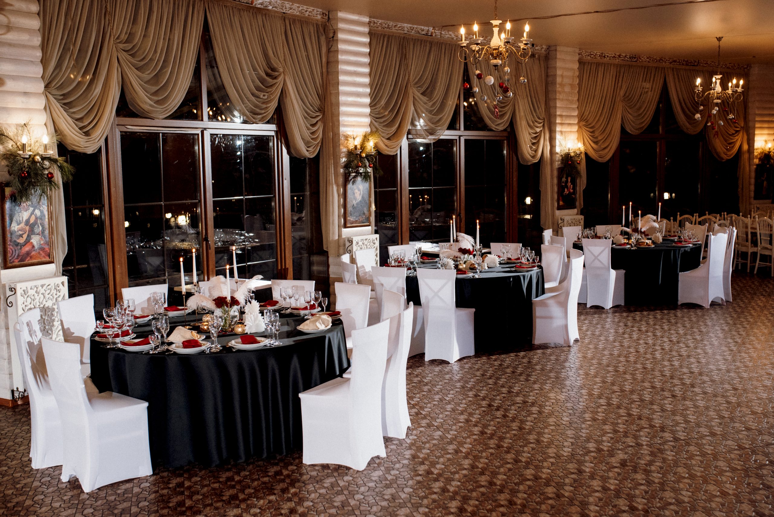 decoration of tables with burning candles 2025 01 07 04 47 19 utc scaled Event Venues and Banquet Halls Cleaning Tables that are clean, decorated nicely, and spotless cleaned by event venue cleaning services in Louisville, KY