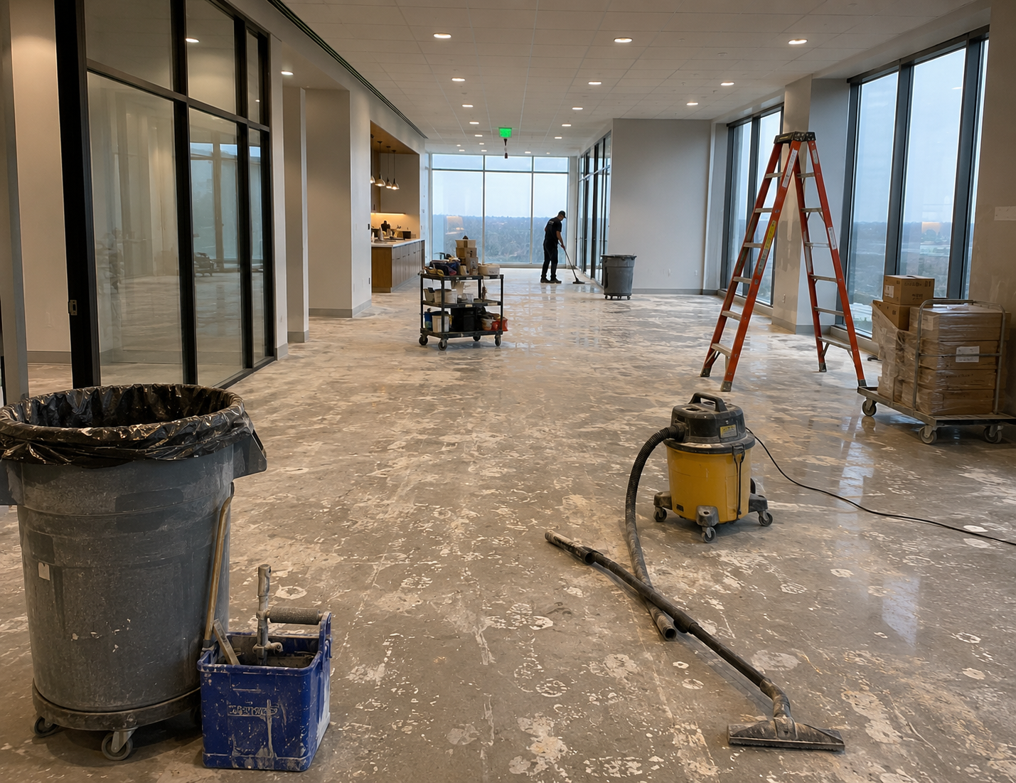 Commercial post-construction cleaning project in Louisville Kentucky