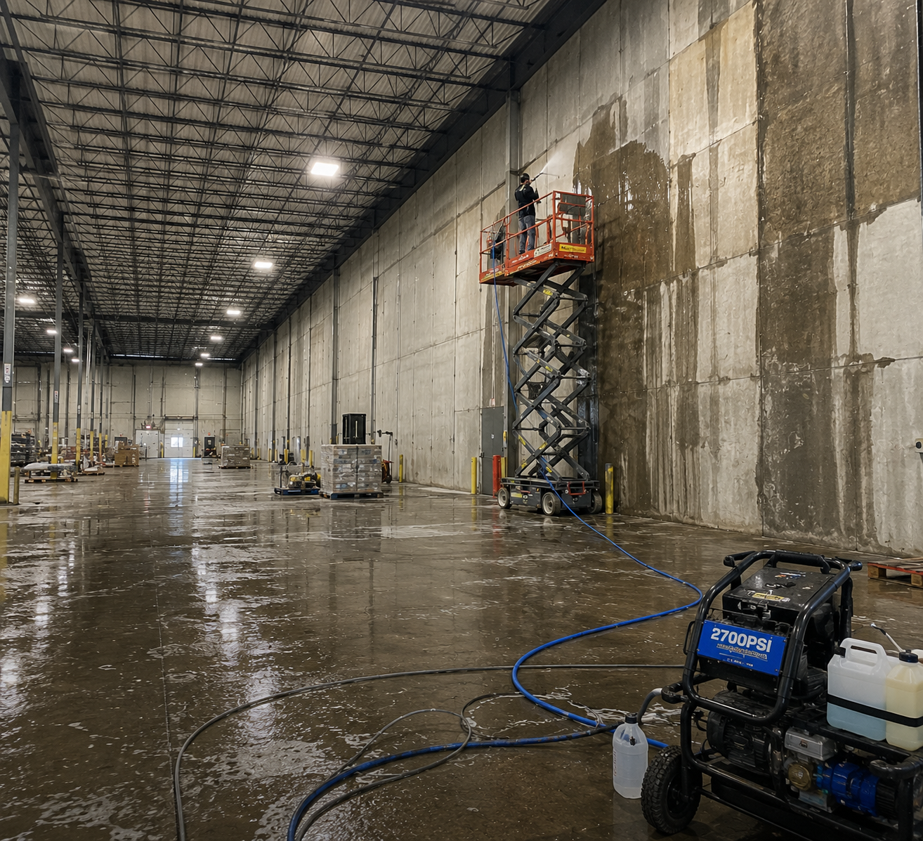 Large commercial warehouse cleaning project near Louisville Kentucky
